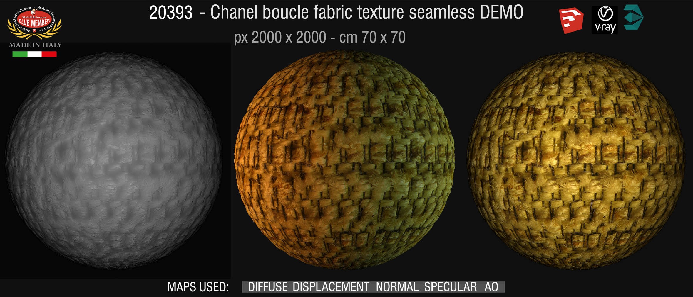 20393 Chanel boucle fabric texture seamless + maps DEMO