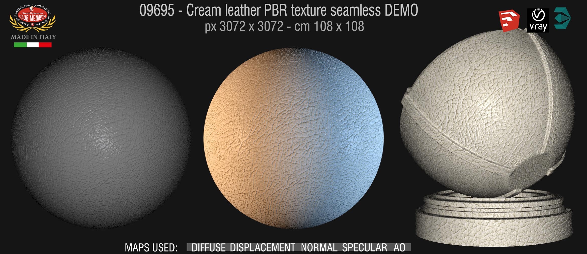 09695 Cream leather PBR texture seamless DEMO