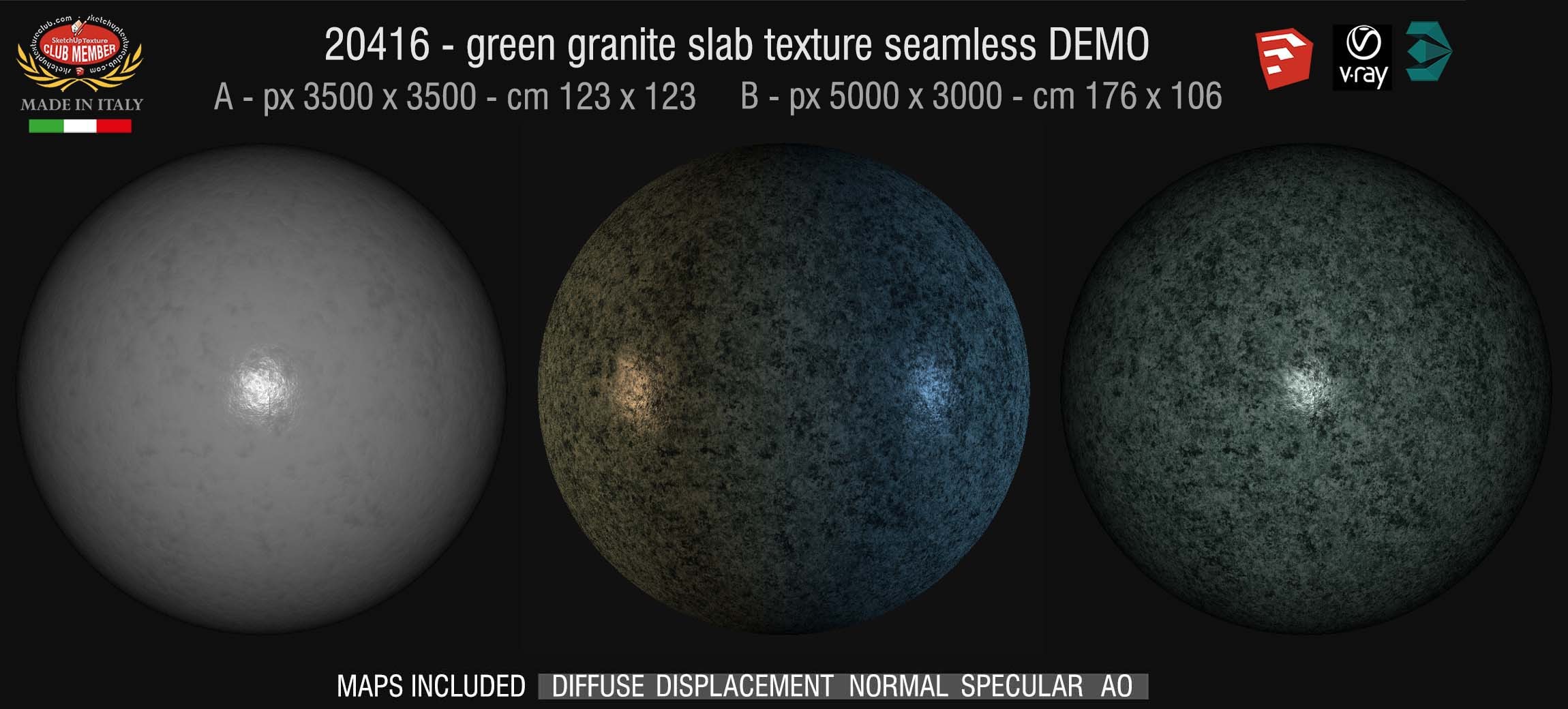 20416 Green granite slab marble PBR texture seamless DEMO