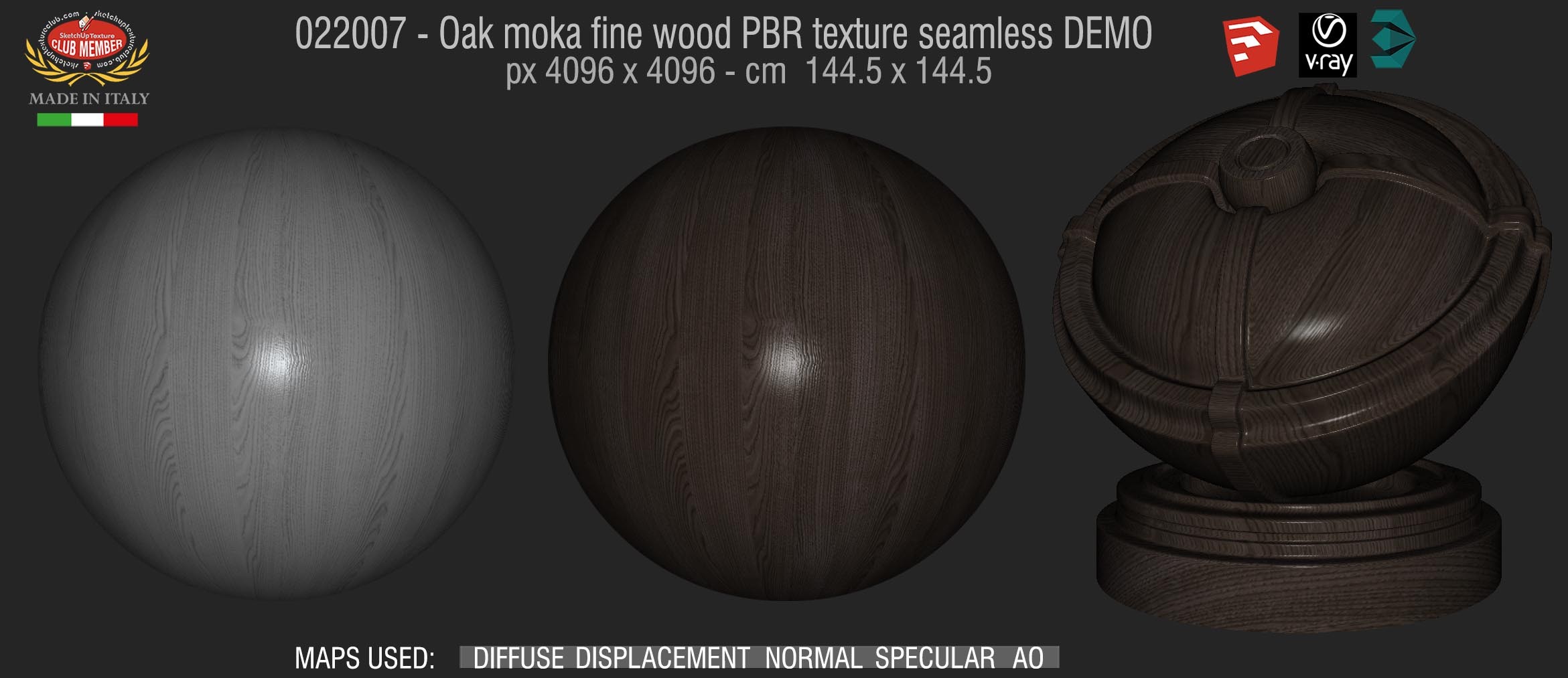 22007 Oak moka fine wood PBR texture seamless DEMO