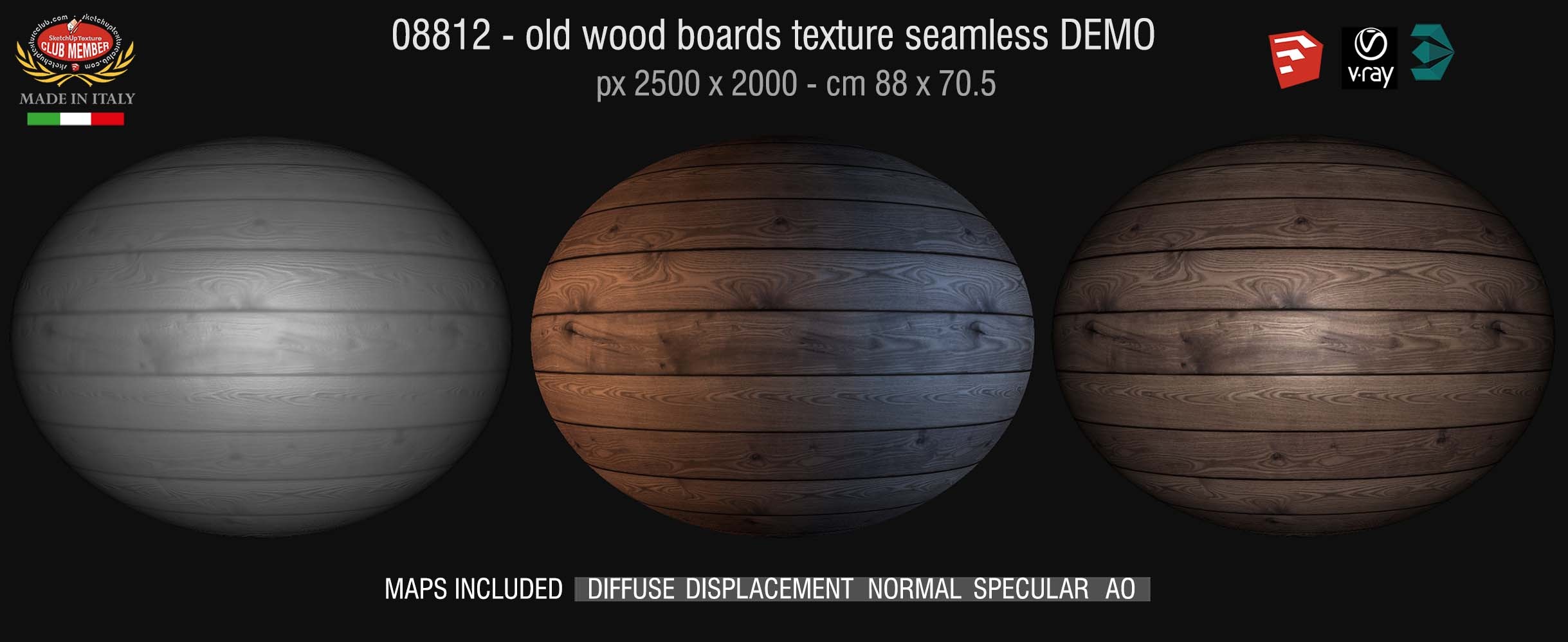 08812 - HR Old wood boards texture seamless + maps DEMO