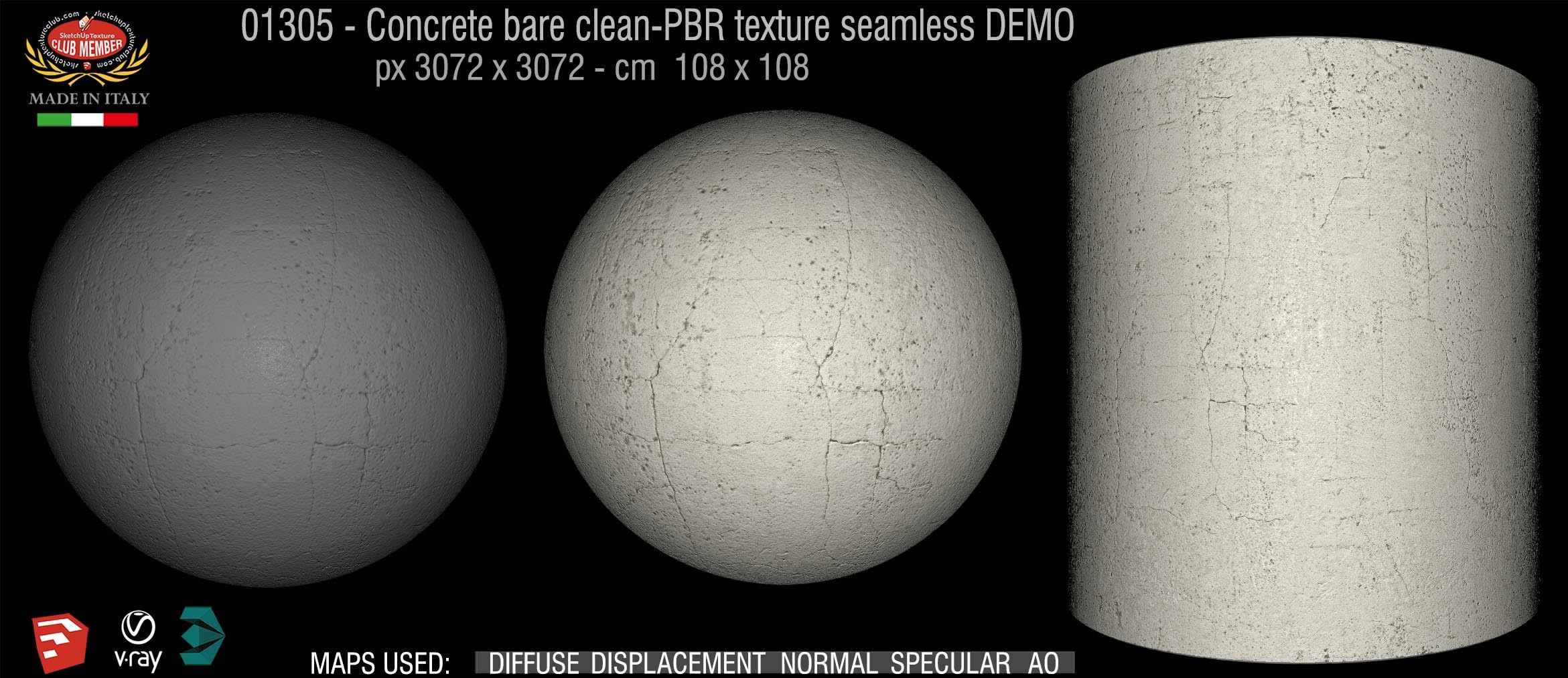 01305 Concrete bare clean-PBR texture seamless DEMO