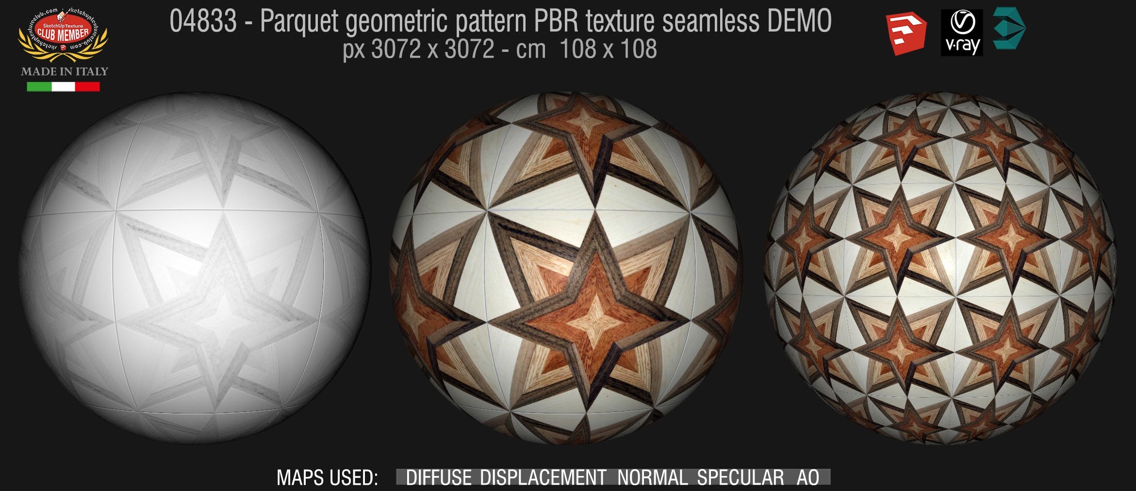 04833 Parquet geometric pattern PBR texture seamless DEMO
