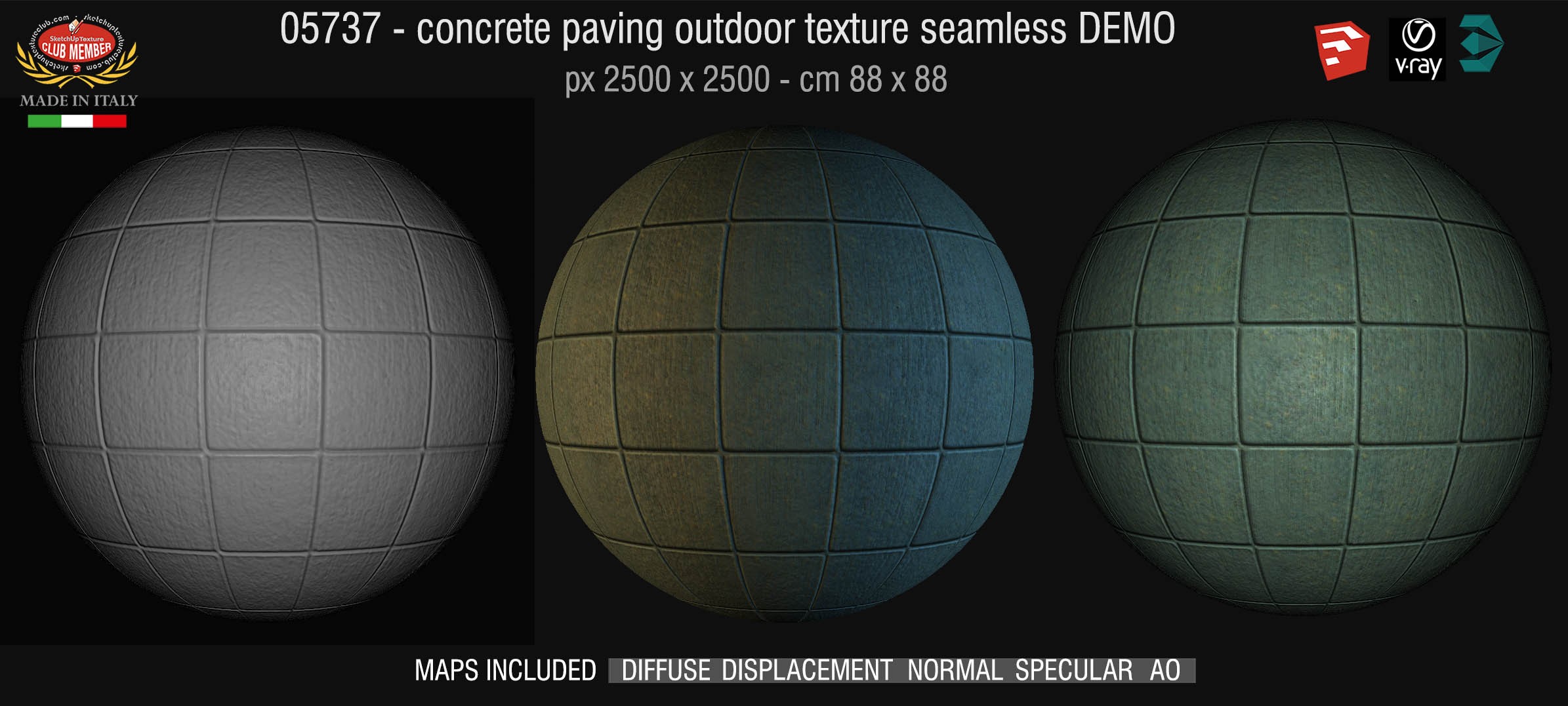 05737 HR Paving outdoor concrete regular block texture + maps DEMO