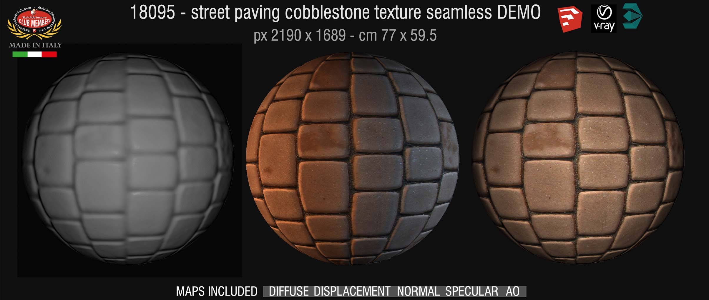 18095 HR Street paving cobblestone texture seamless + maps DEMO