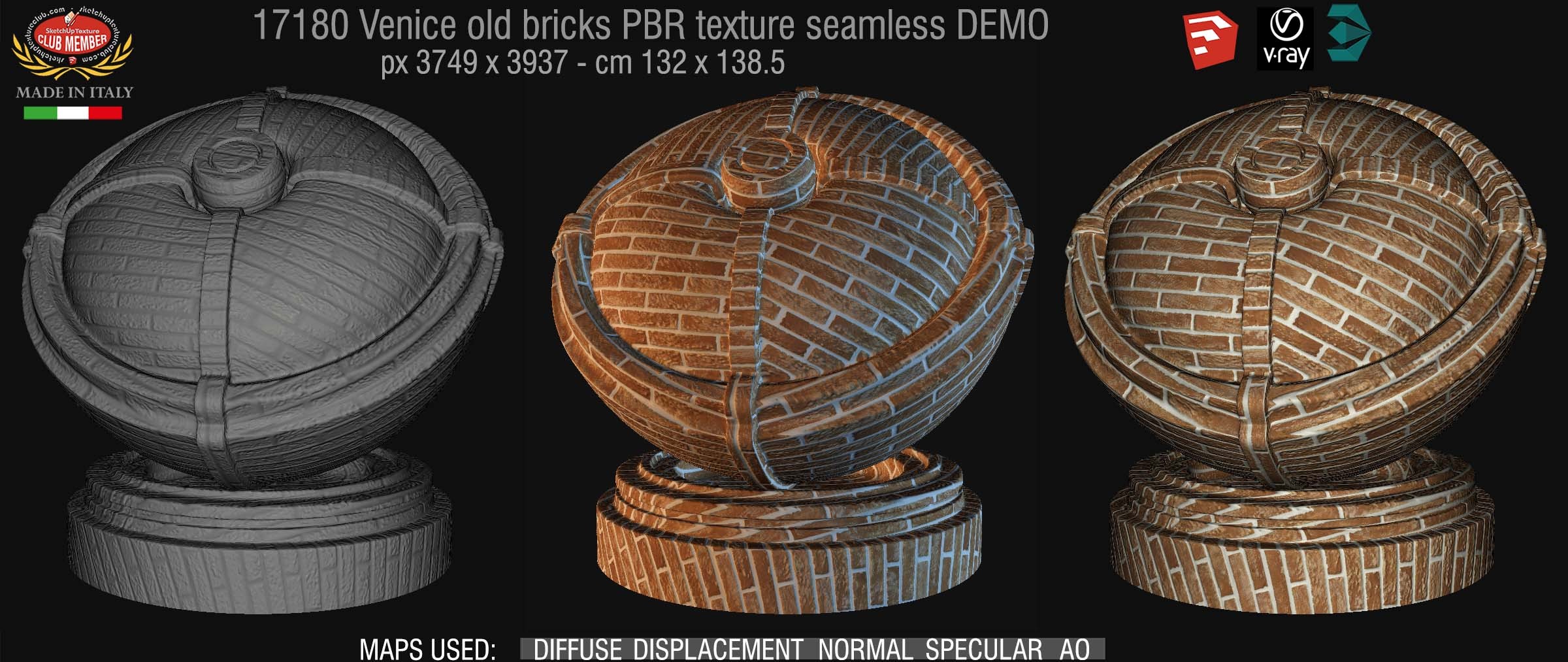 17180 Venice old bricks PBR texture seamless DEMO