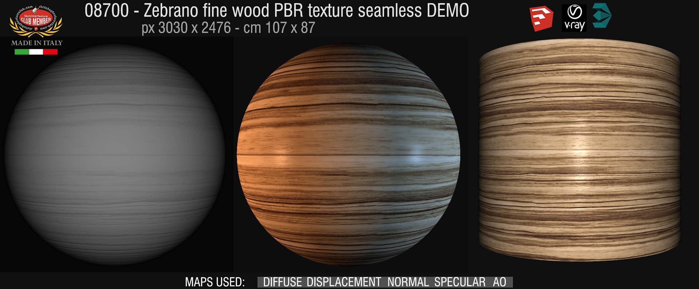 08700 zebrano fine wood PBR texture seamless DEMO