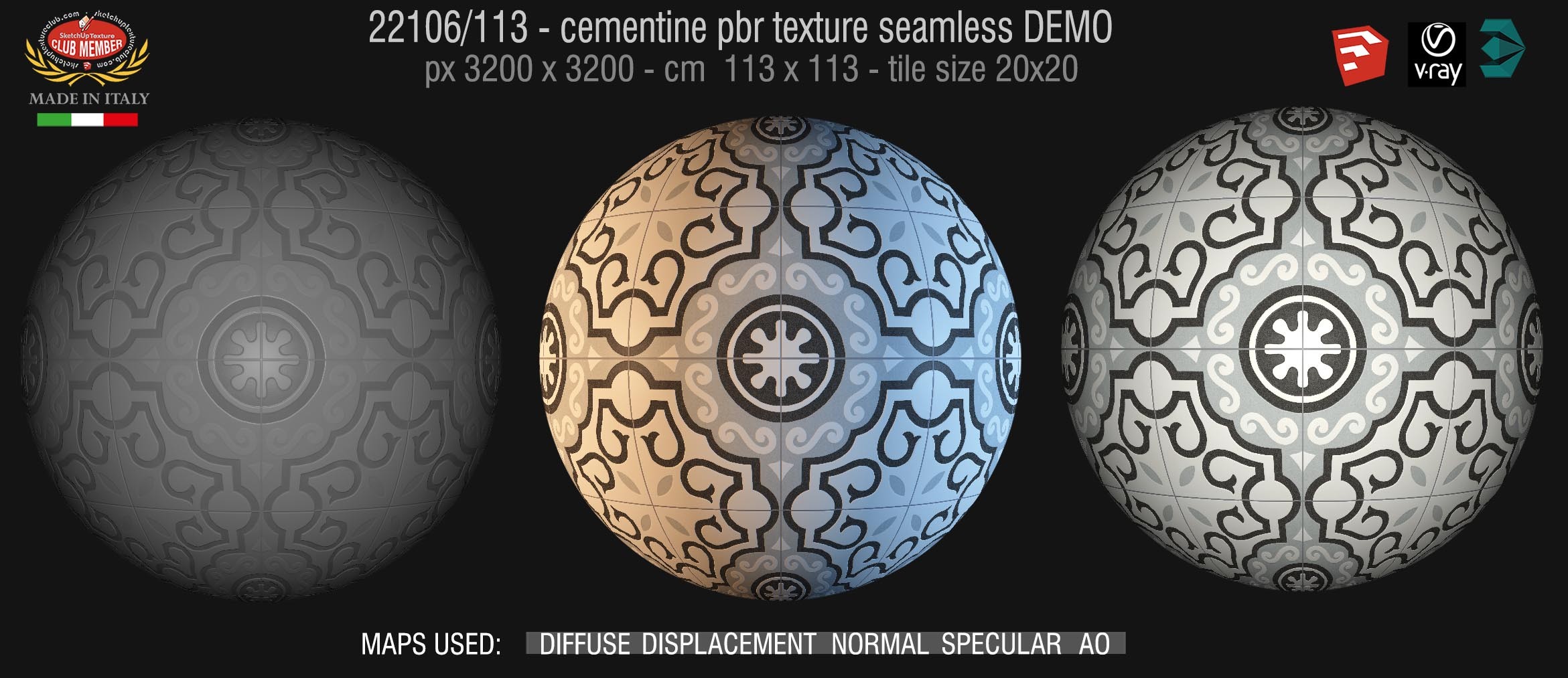 22106/113 cementine tiles Pbr texture seamless DEMO - D_Segni Concrete Look by Marazzi