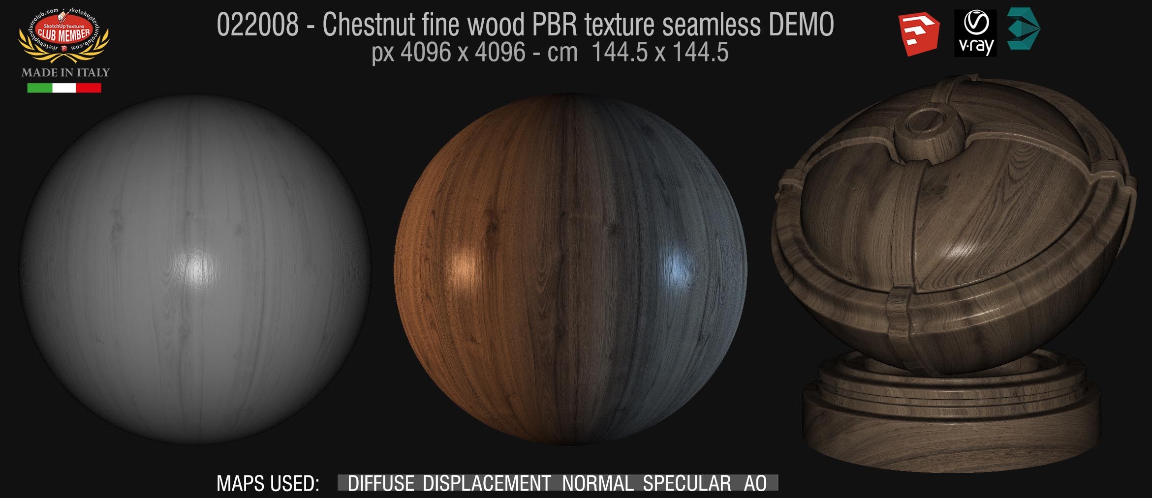22008 Chestnut fine wood PBR texture seamless DEMO