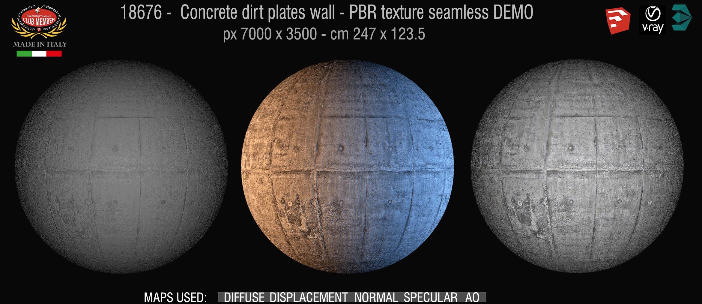 18676 Concrete dirty wall PBR texture seamless DEMO