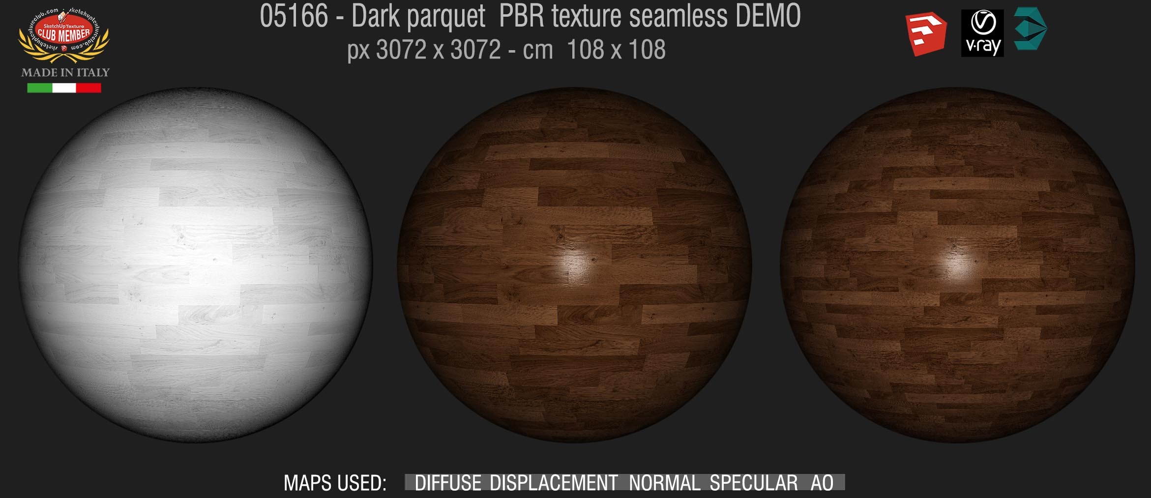 05166 Dark parquet PBR texture seamless DEMO