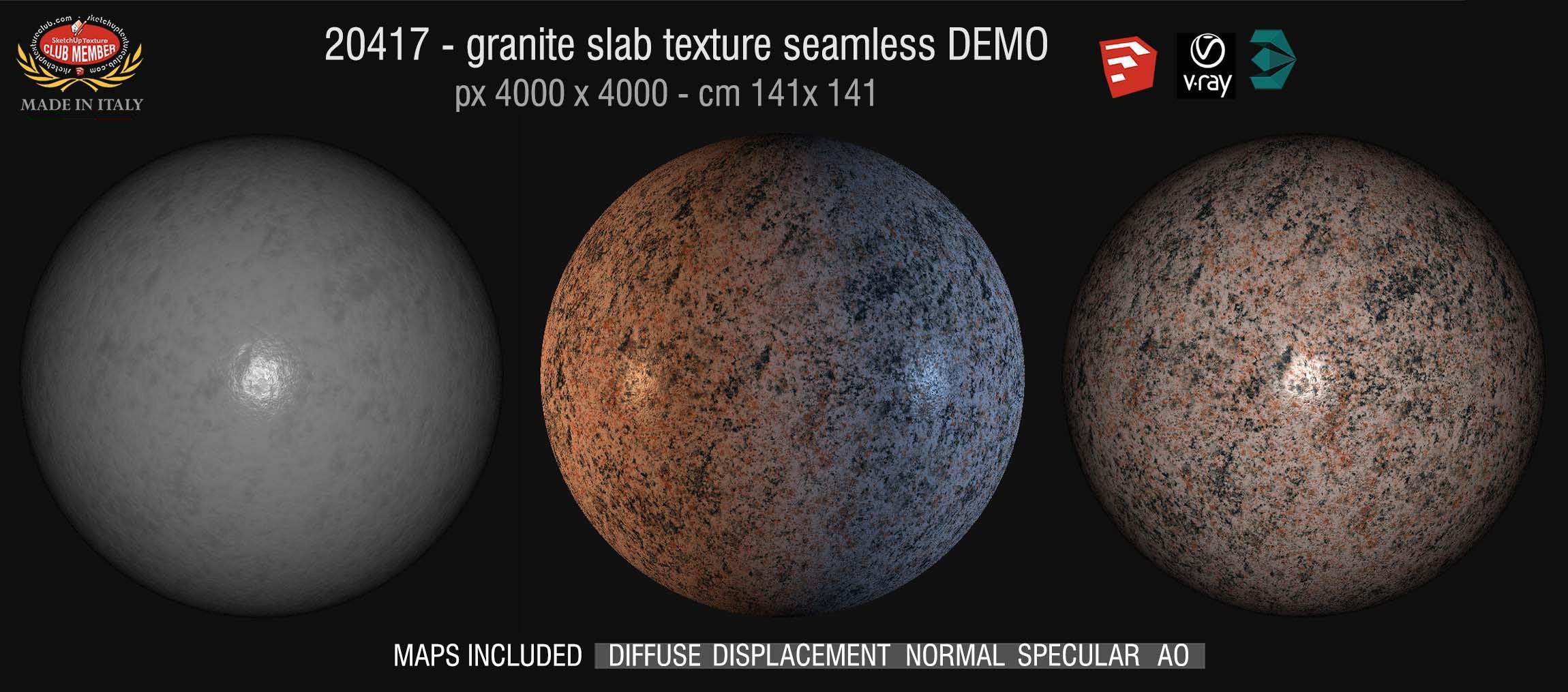 20417 Granite slab marble PBR texture seamless DEMO