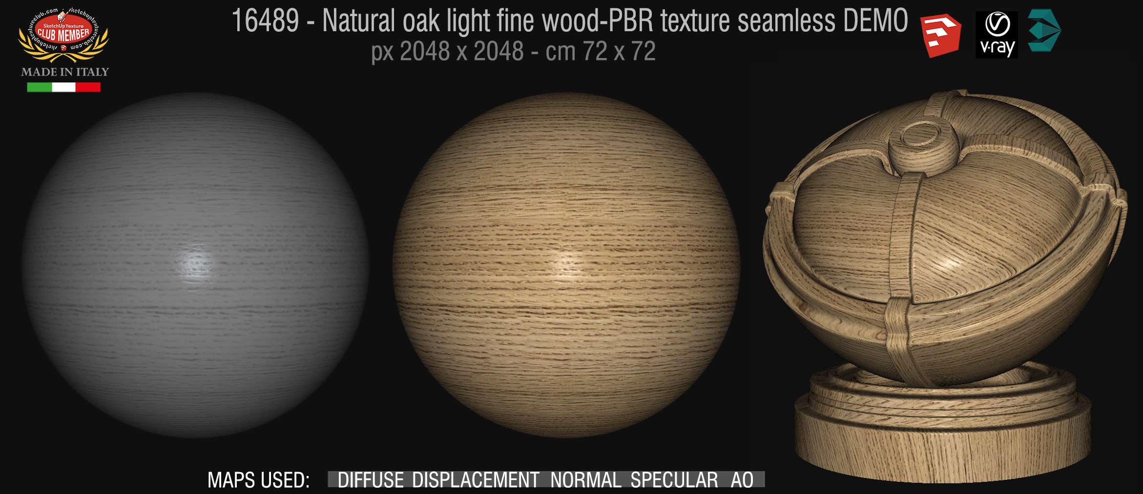 16489 Natural oak light fine wood-PBR texture seamless DEMO