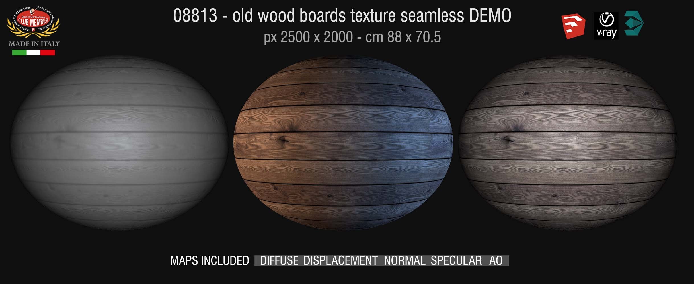 08813 HR Old wood boards texture seamless + maps DEMO