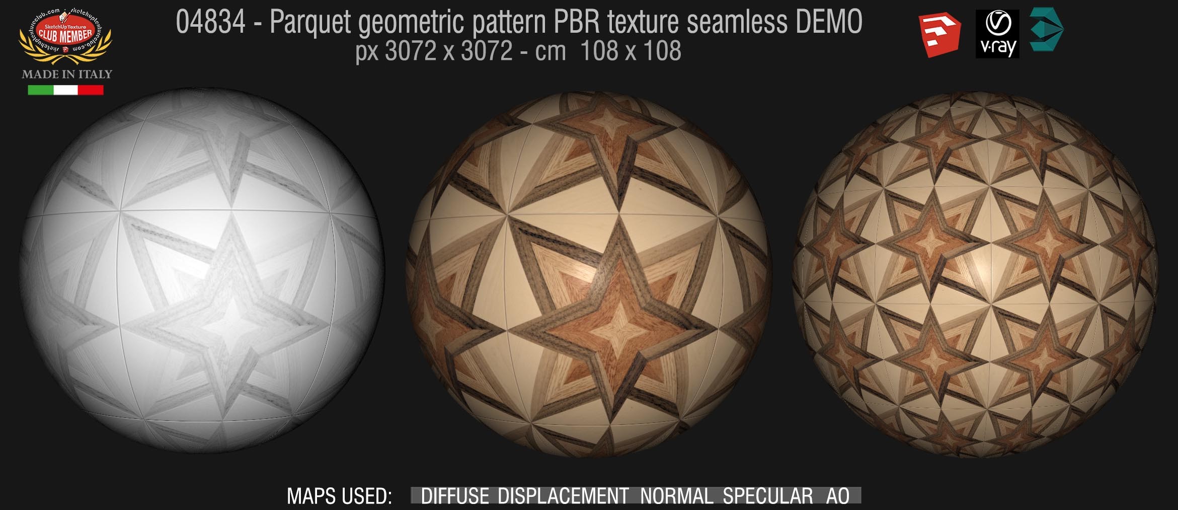 04834 Parquet geometric pattern PBR texture seamless DEMO