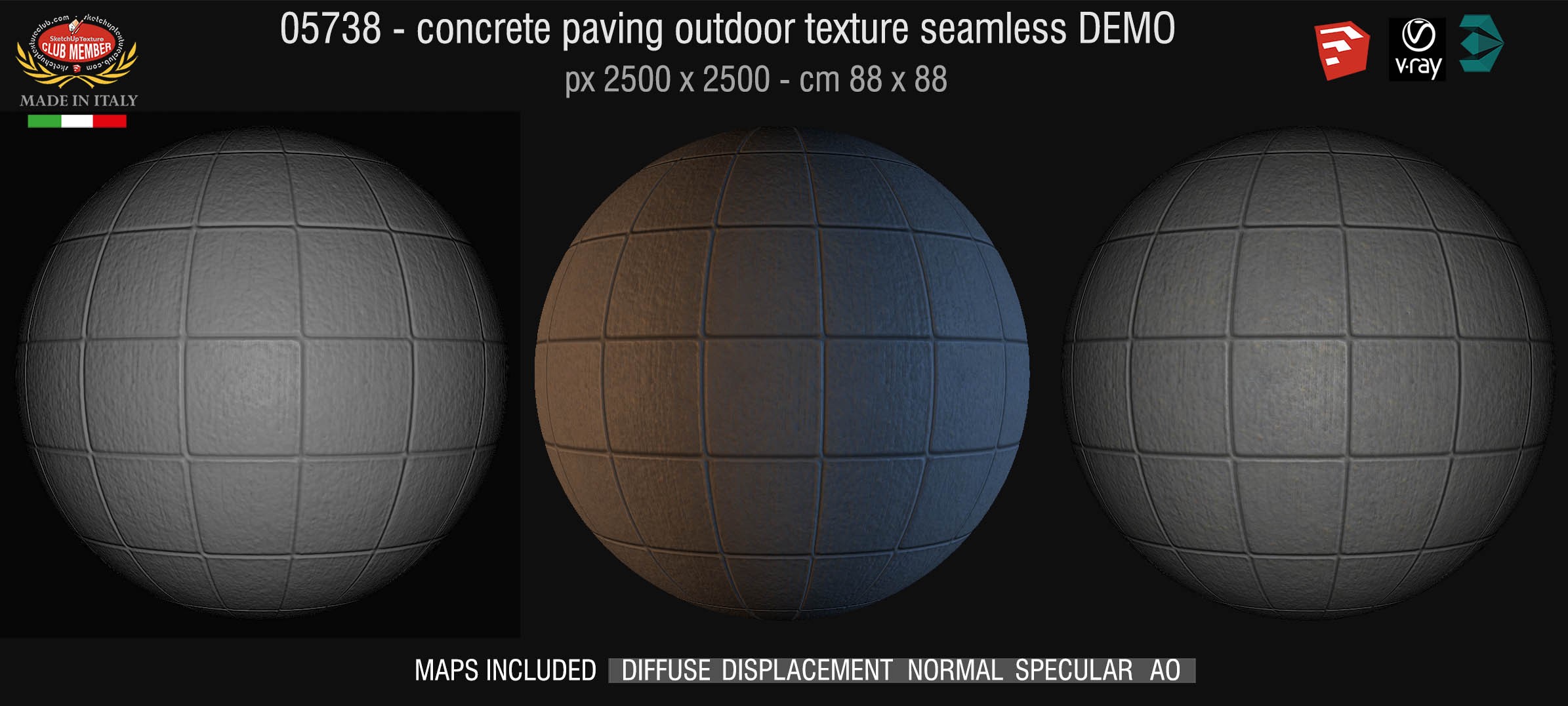 05738 HR Paving outdoor concrete regular block texture + maps DEMO