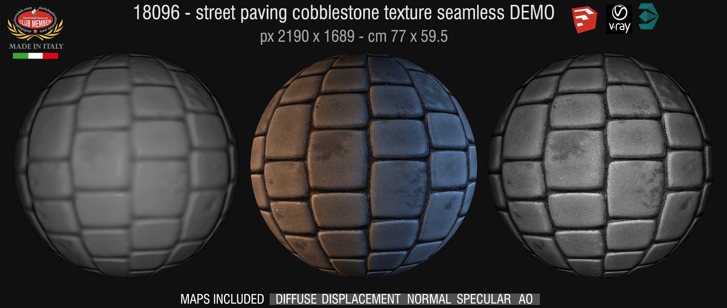 18096 HR Street paving cobblestone texture seamless + maps DEMO