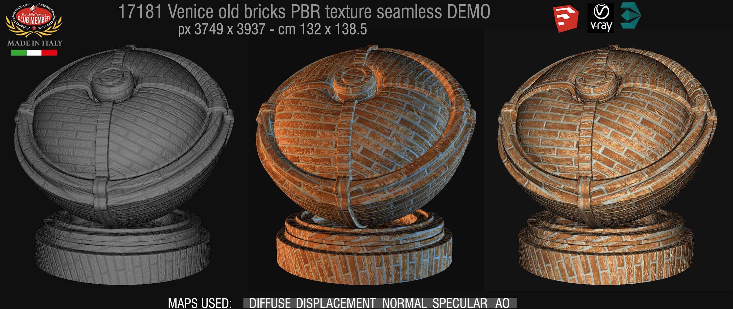 17181 Venice old bricks PBR texture seamless DEMO