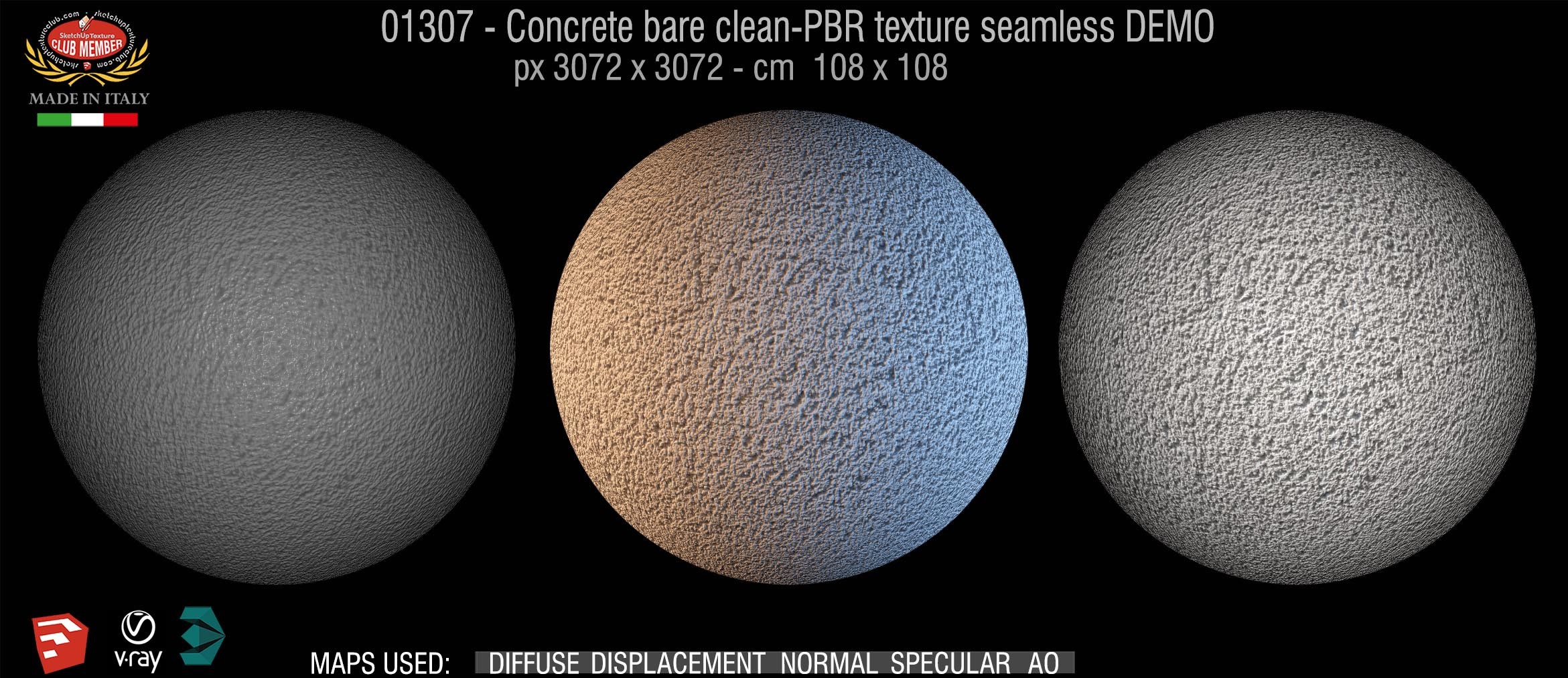 01307 Concrete bare clean-PBR texture seamless DEMO