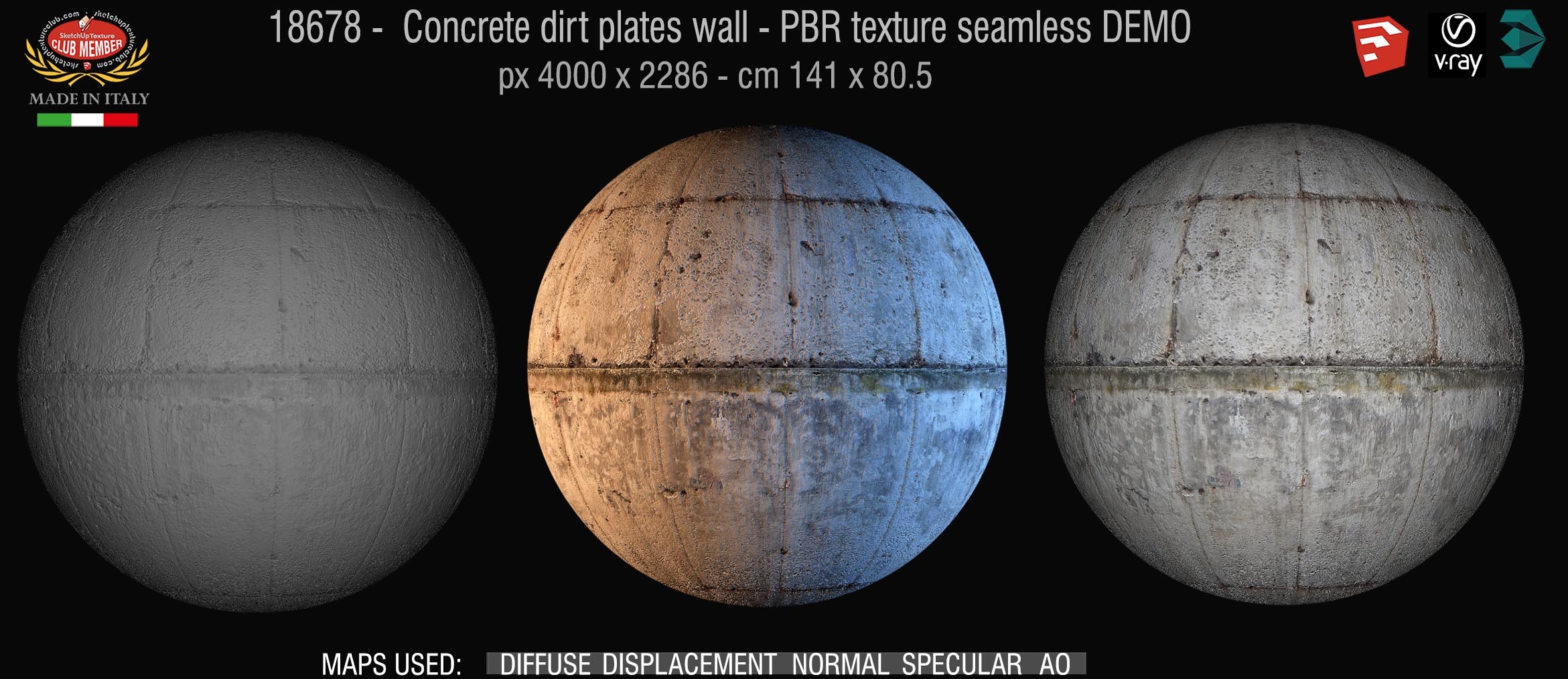 18678 Concrete dirty wall PBR texture seamless DEMO
