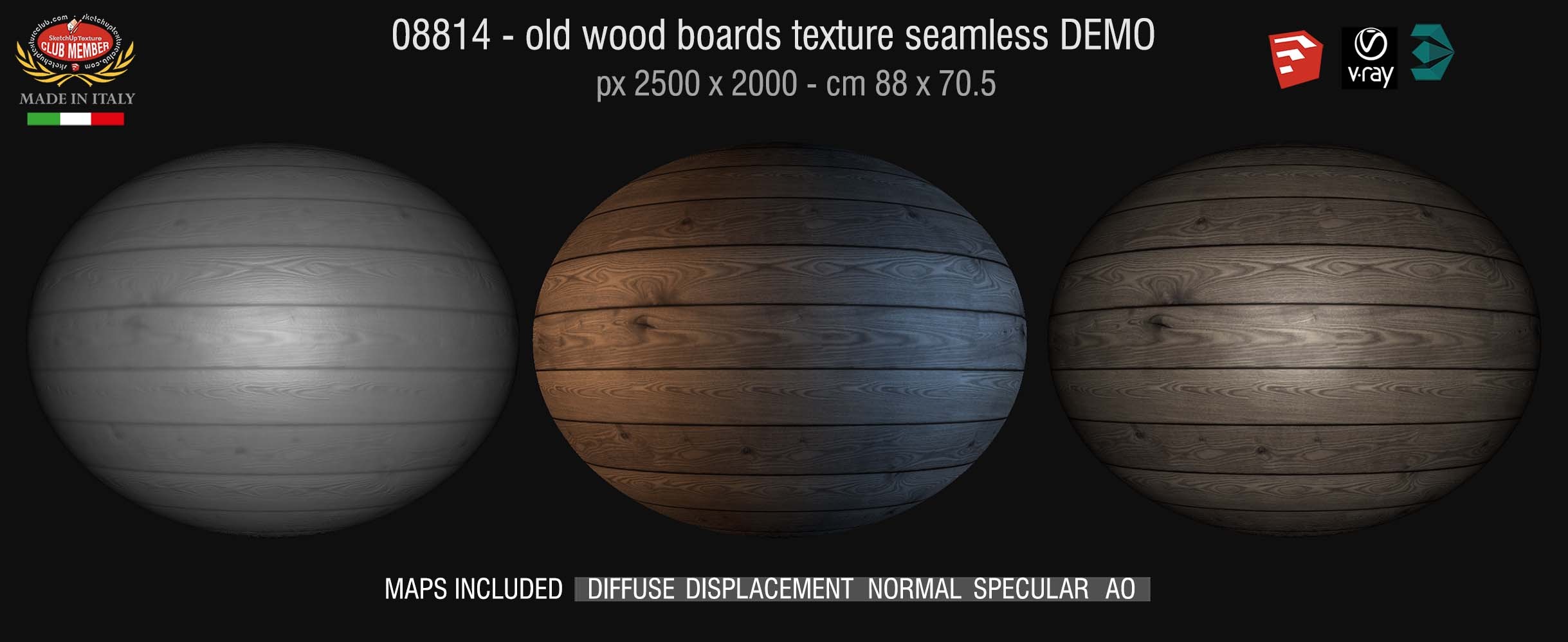 08814 HR Old wood boards texture seamless + maps DEMO