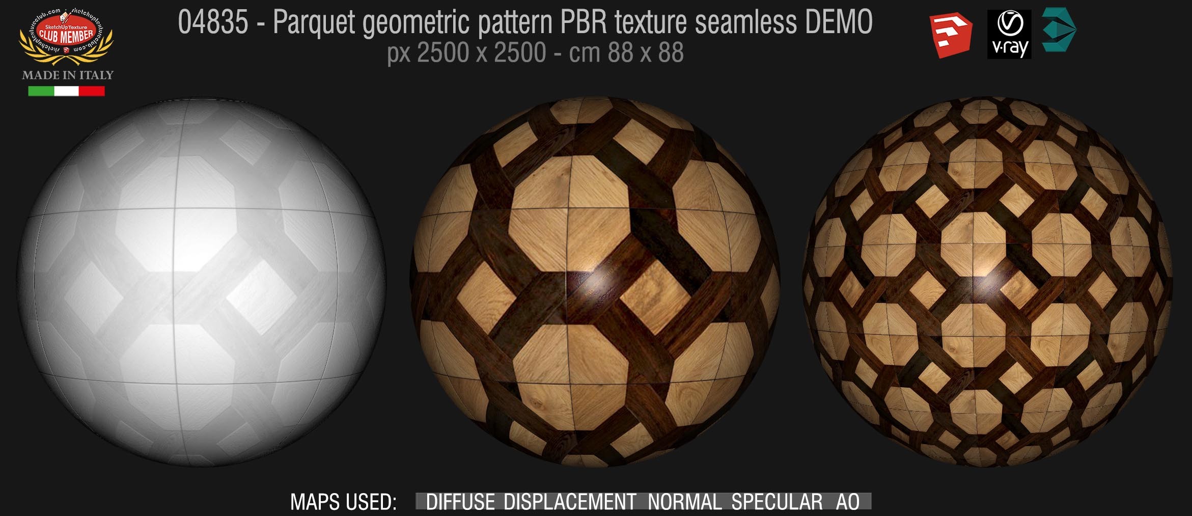 04835 Parquet geometric pattern PBR texture seamless DEMO