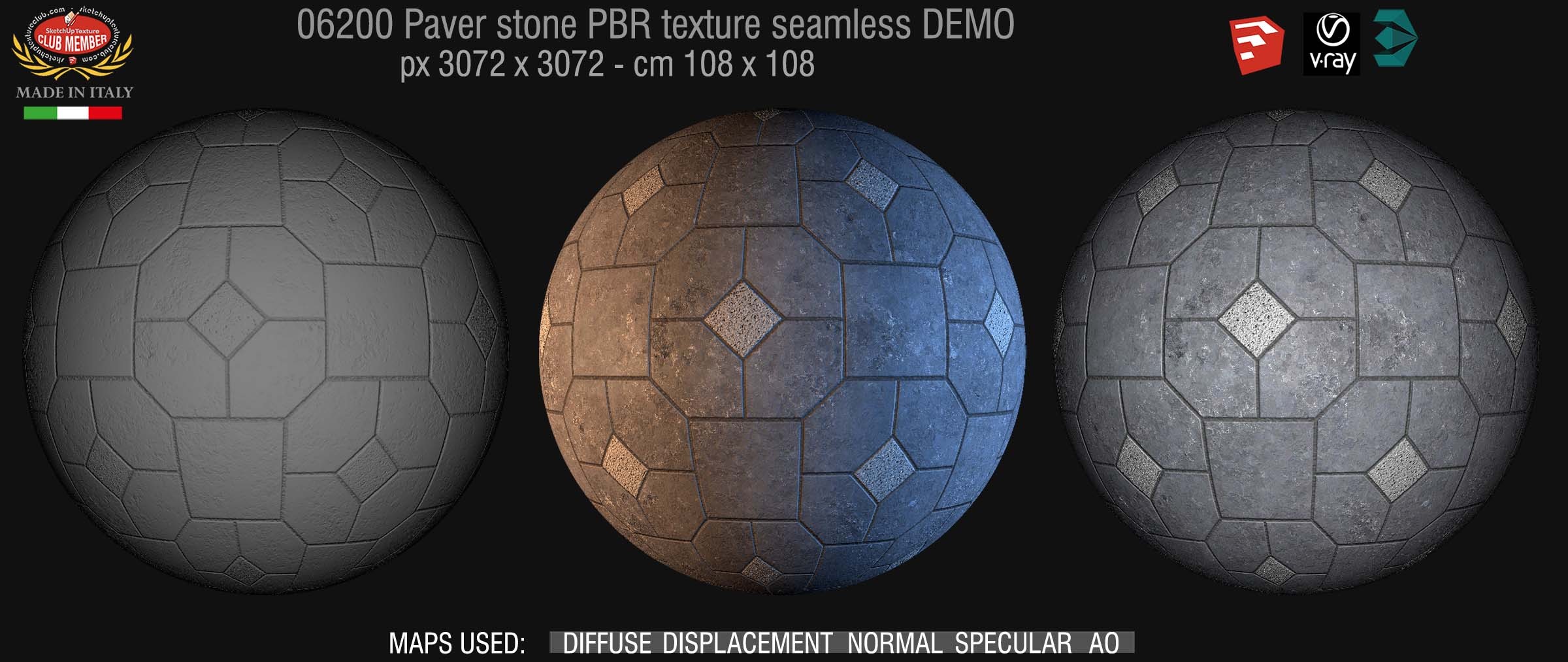 06200 Pavers stone PBR texture seamless DEMO