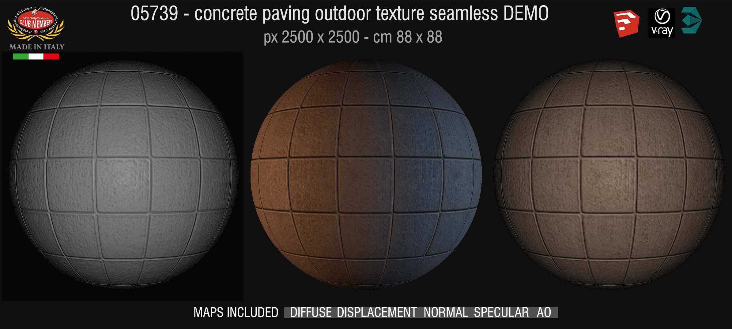 05739 HR Paving outdoor concrete regular block texture + maps DEMO