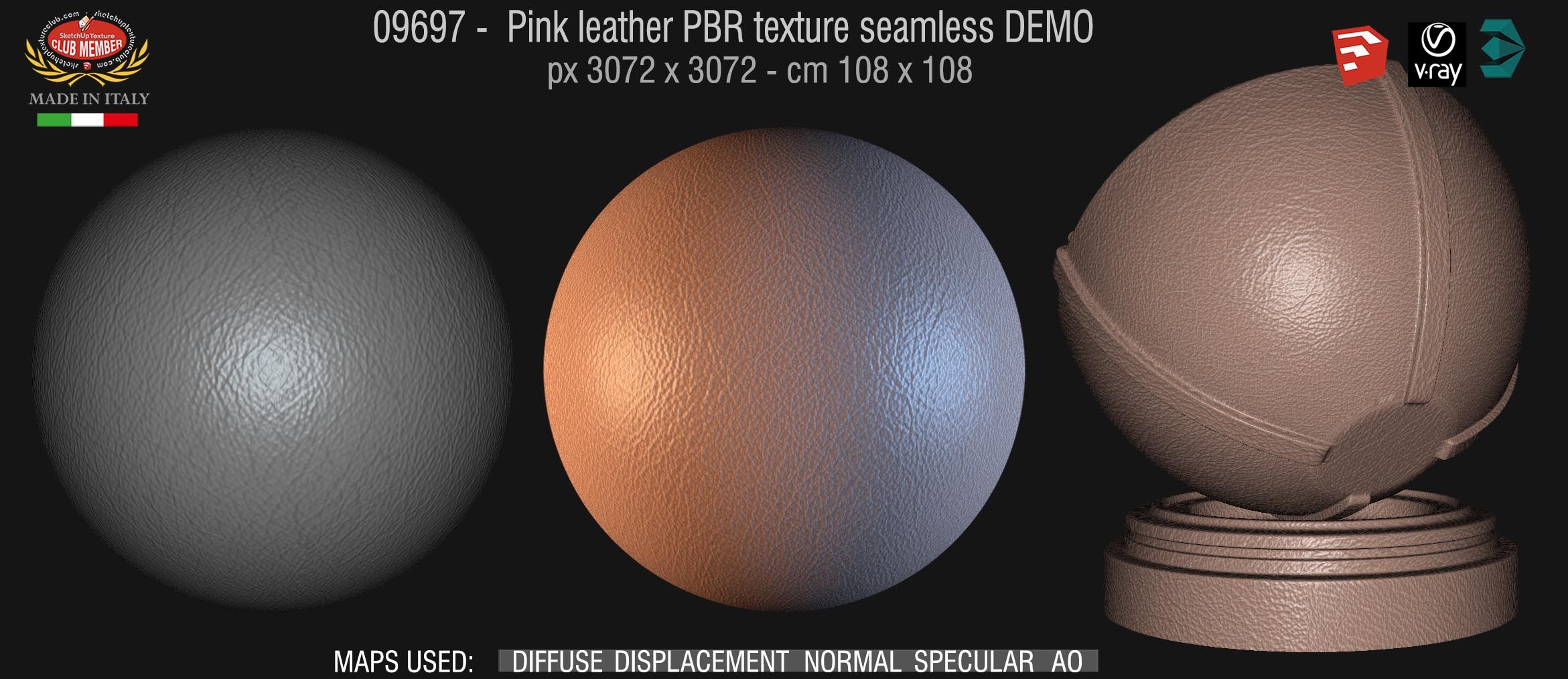 09697 Pink leather PBR texture seamless DEMO