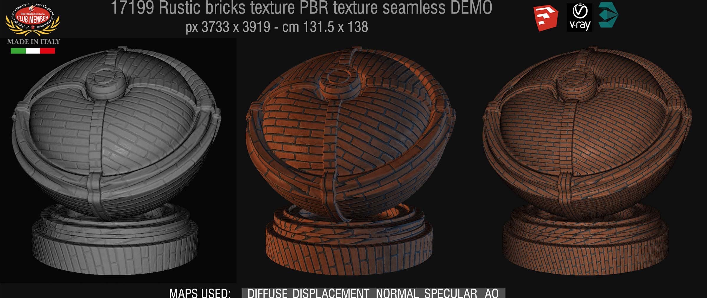 17199 Rustic bricks PBR texture seamless DEMO