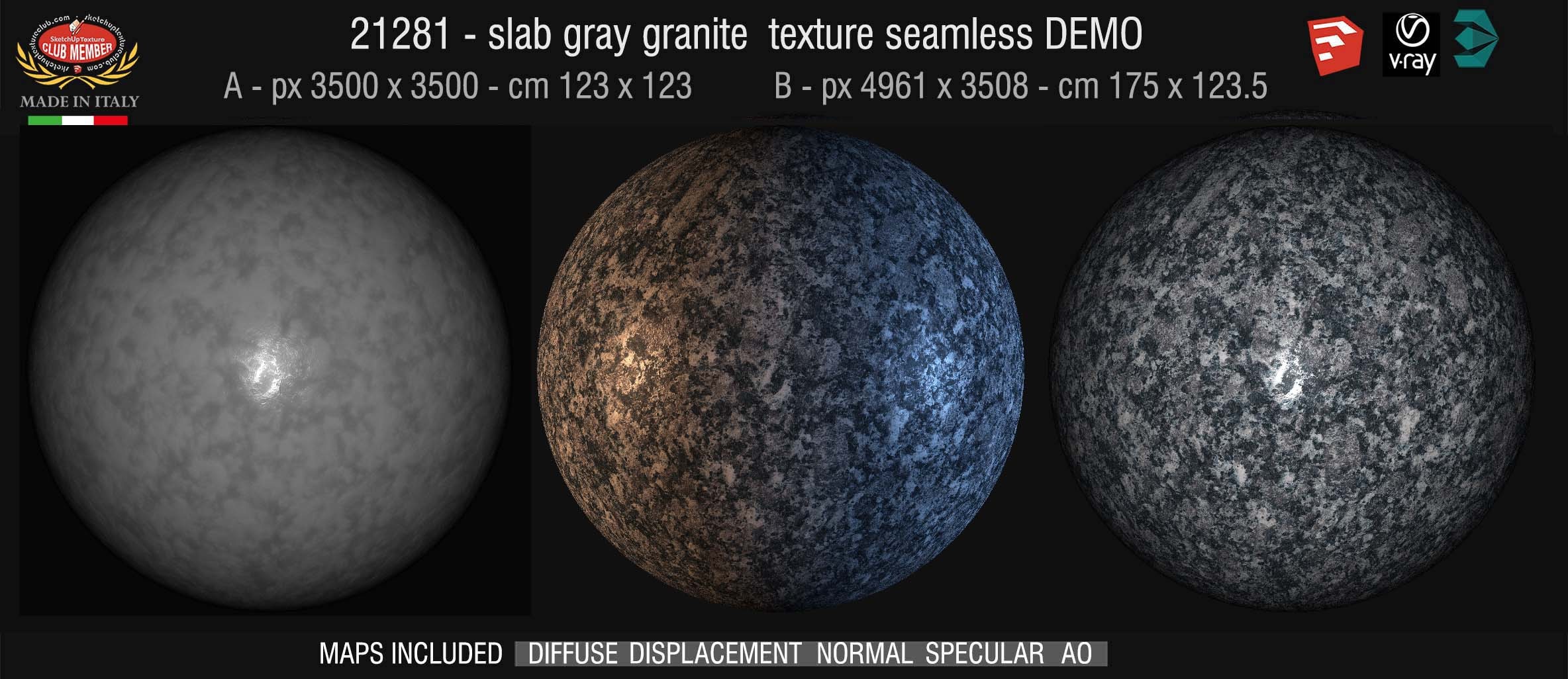 21281Slab gray granite PBR texture seamless DEMO