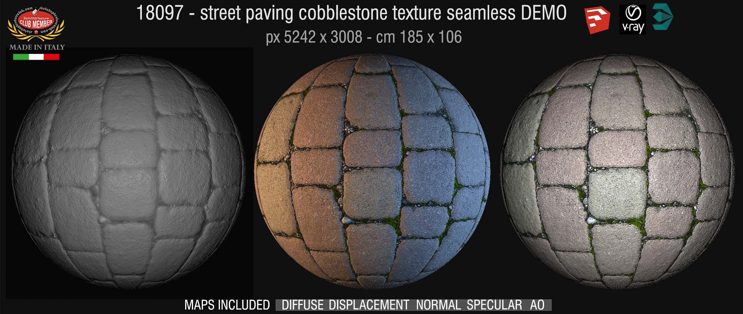 18097 HR  Street paving cobblestone texture seamless + maps DEMO