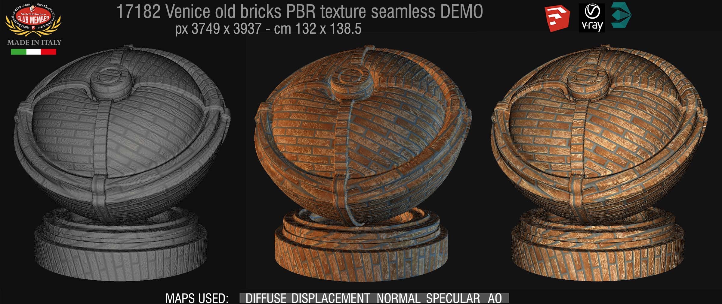 17182 Venice old bricks PBR texture seamless  DEMO