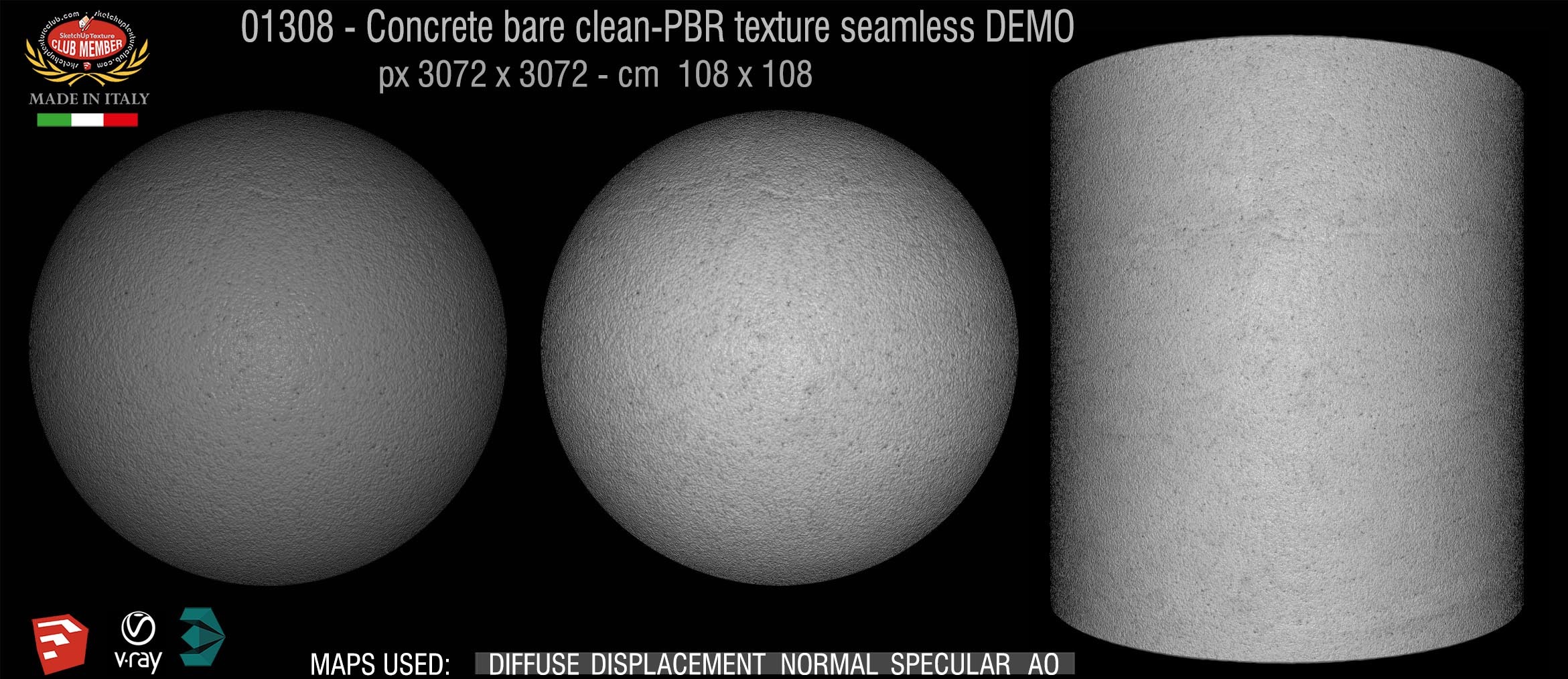 01308 Concrete bare clean-PBR texture seamless DEMO