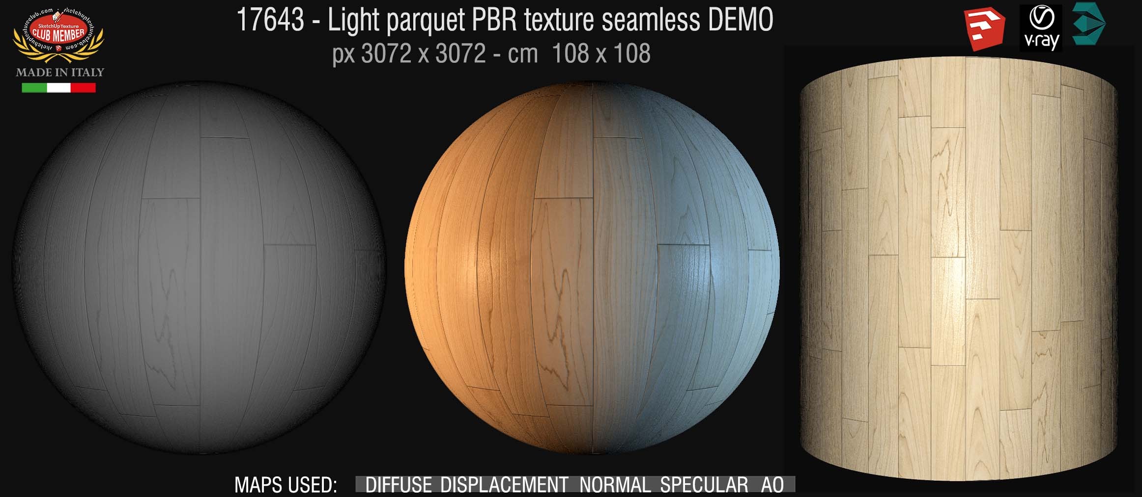 17643 Light parquet PBR texture seamless DEMO