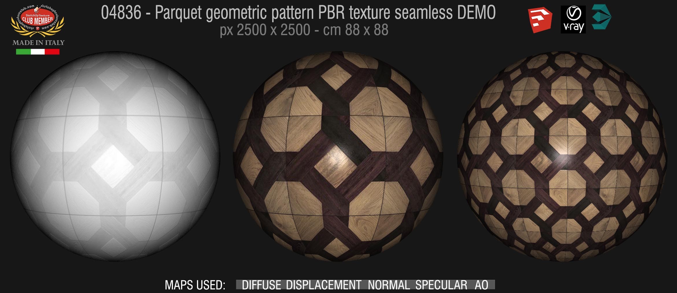 04836 Parquet geometric pattern PBR texture seamless DEMO