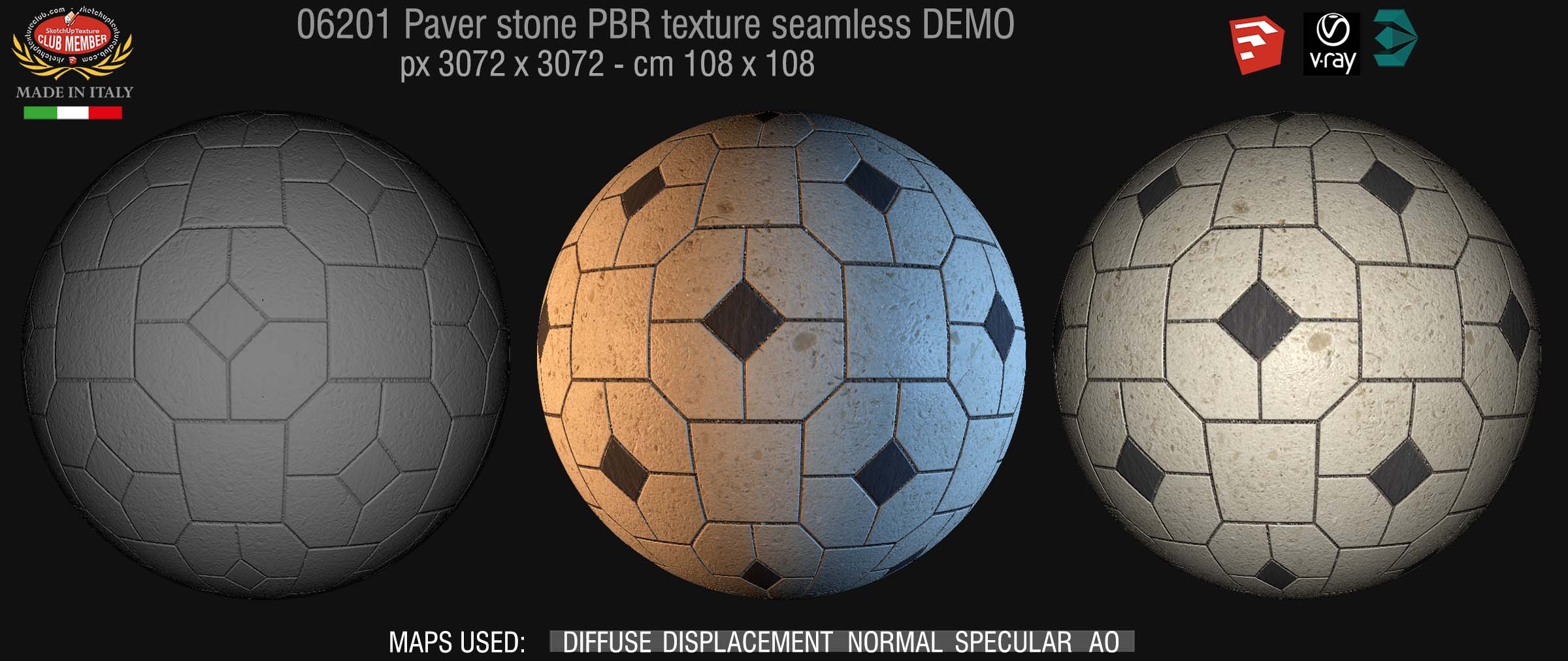 06201 Pavers stone PBR texture seamless DEMO