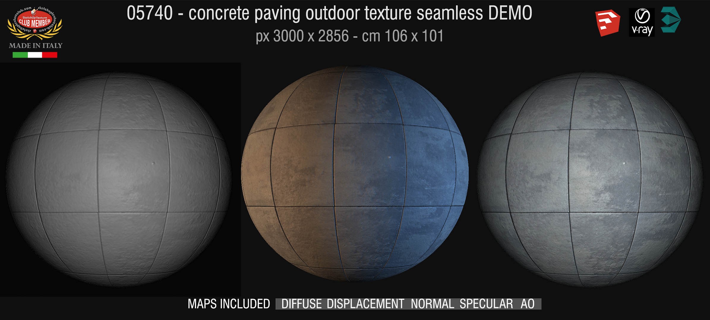 05740 HR Paving outdoor concrete regular block texture + maps DEMO