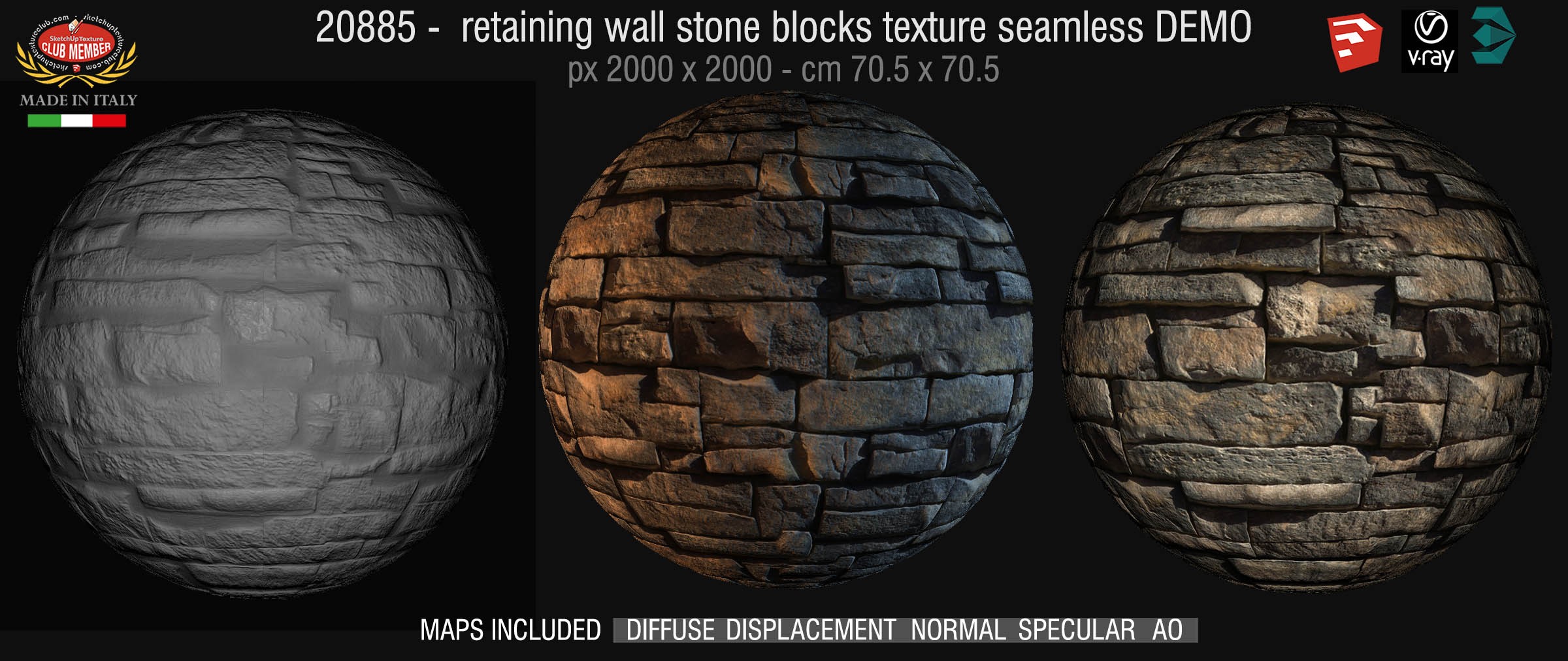 20885 HR Retaining wall stone blocks texture DEMO