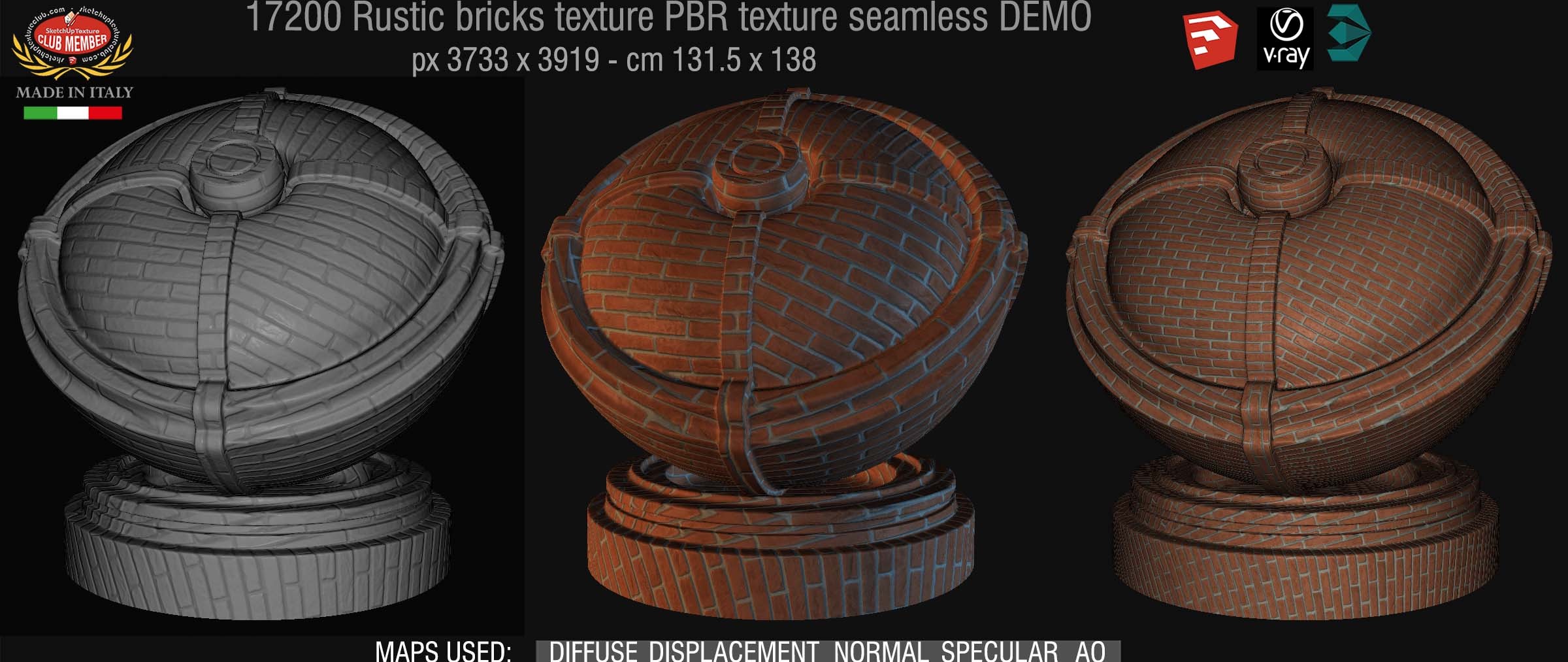 17200 Rustic bricks PBR texture seamless DEMO