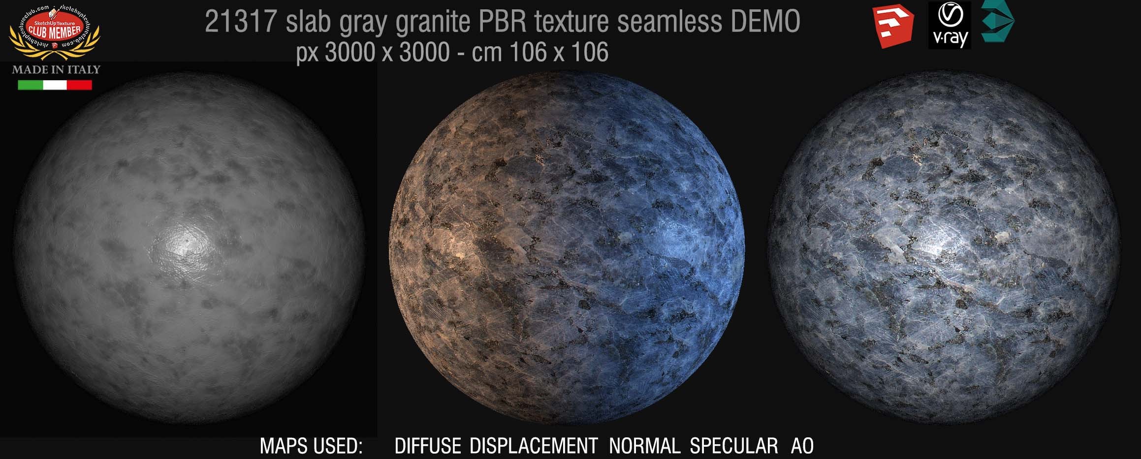 21317 Slab gray granite PBR texture seamless DEMO