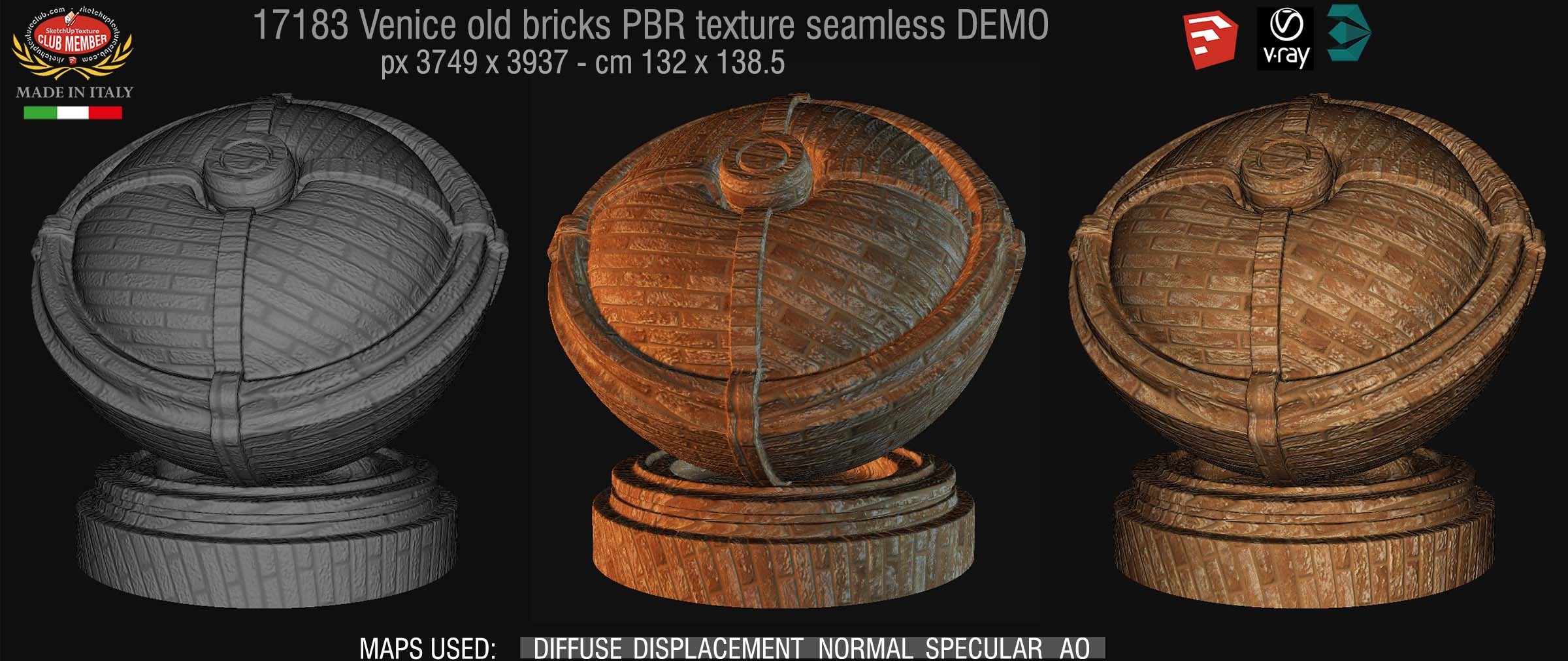 17183 Venice old bricks PBR texture seamless DEMO