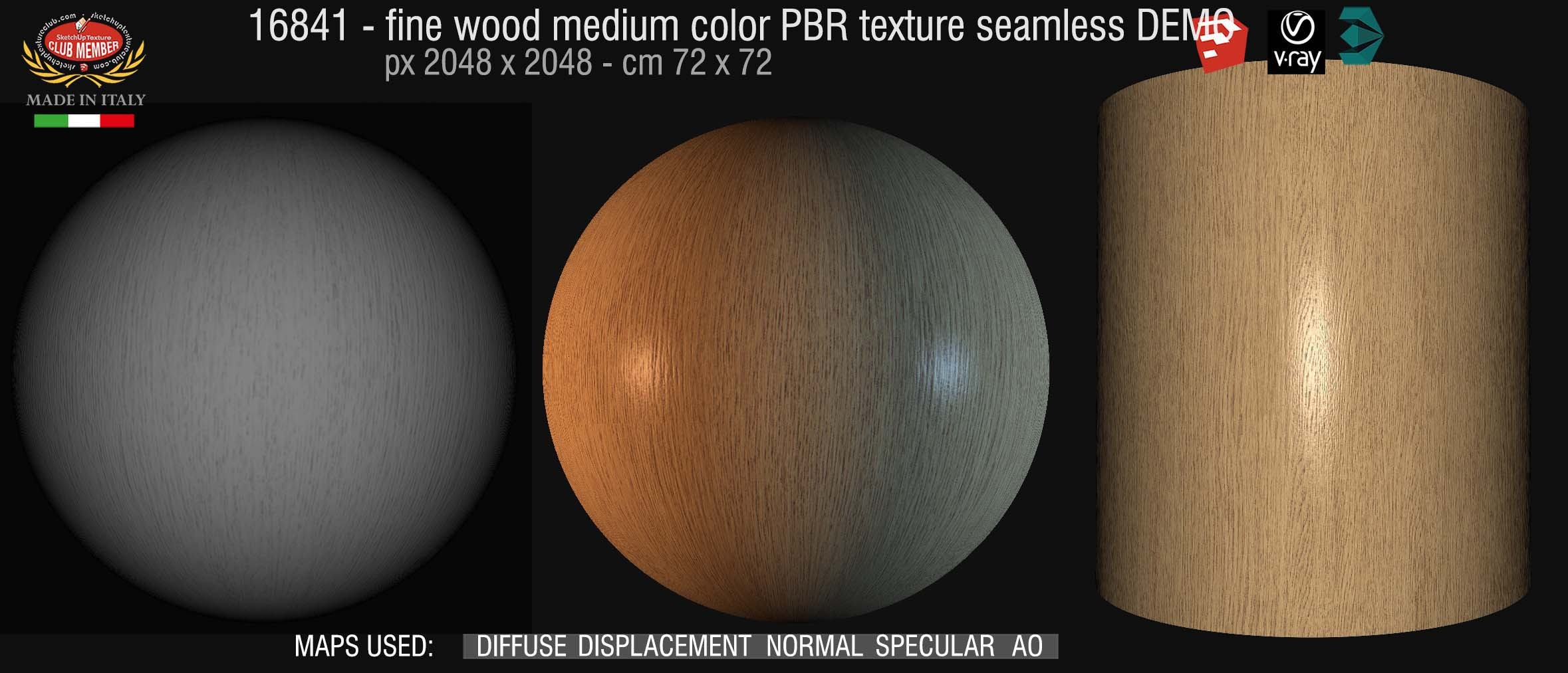 16841 Wood fine medium color PBR texture seamless DEMO