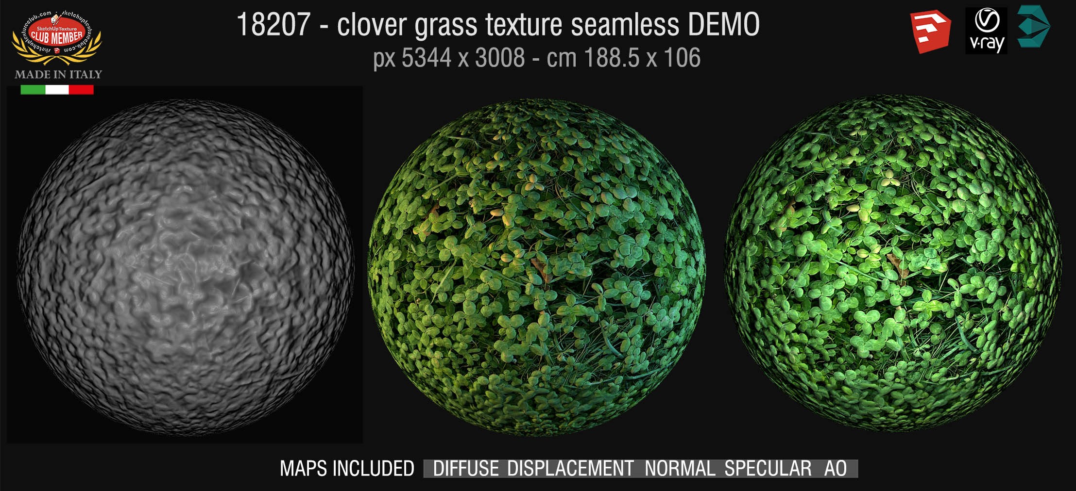 18207 HR Clover grass texture + maps DEMO