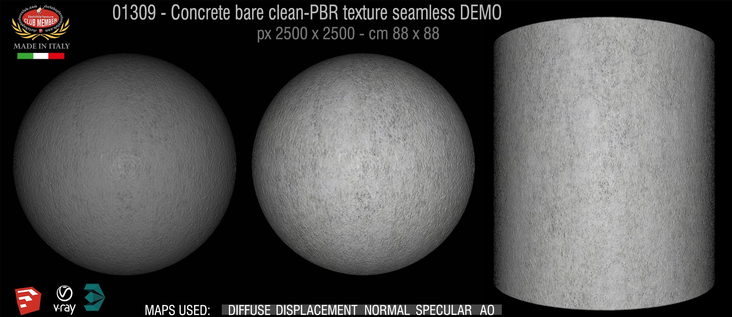 01309 Concrete bare clean-PBR texture seamless DEMO