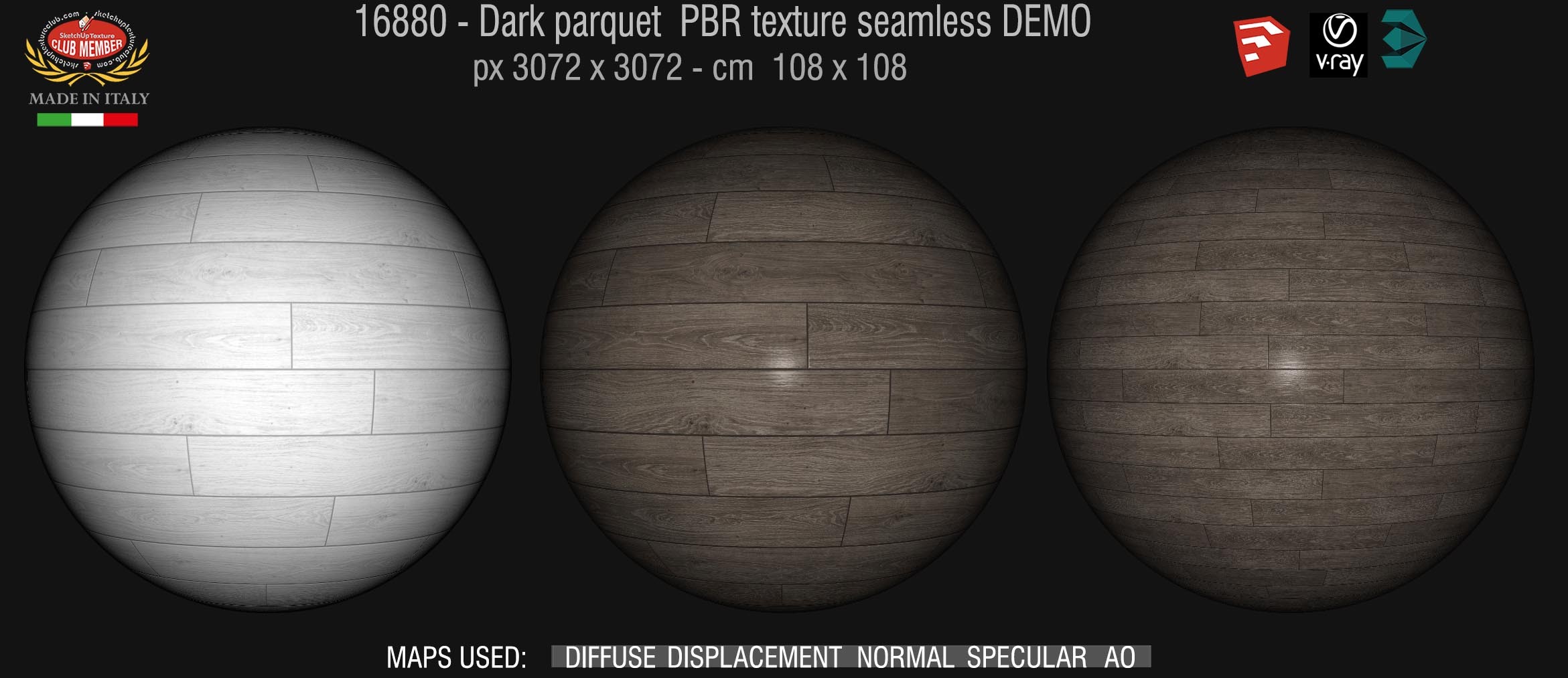 16880 Dark parquet PBR texture seamless DEMO