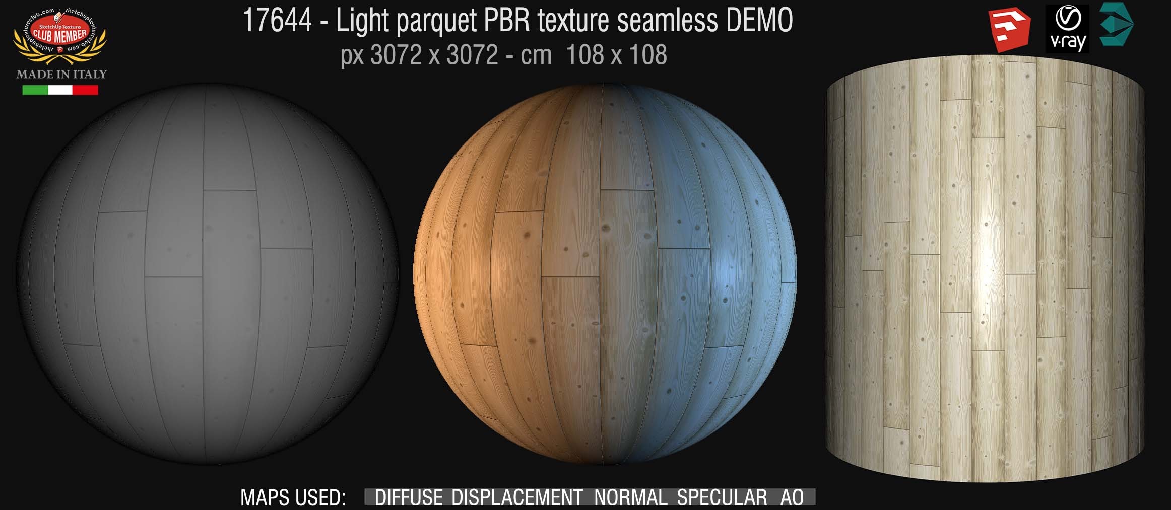 17644 Light parquet PBR texture seamless DEMO