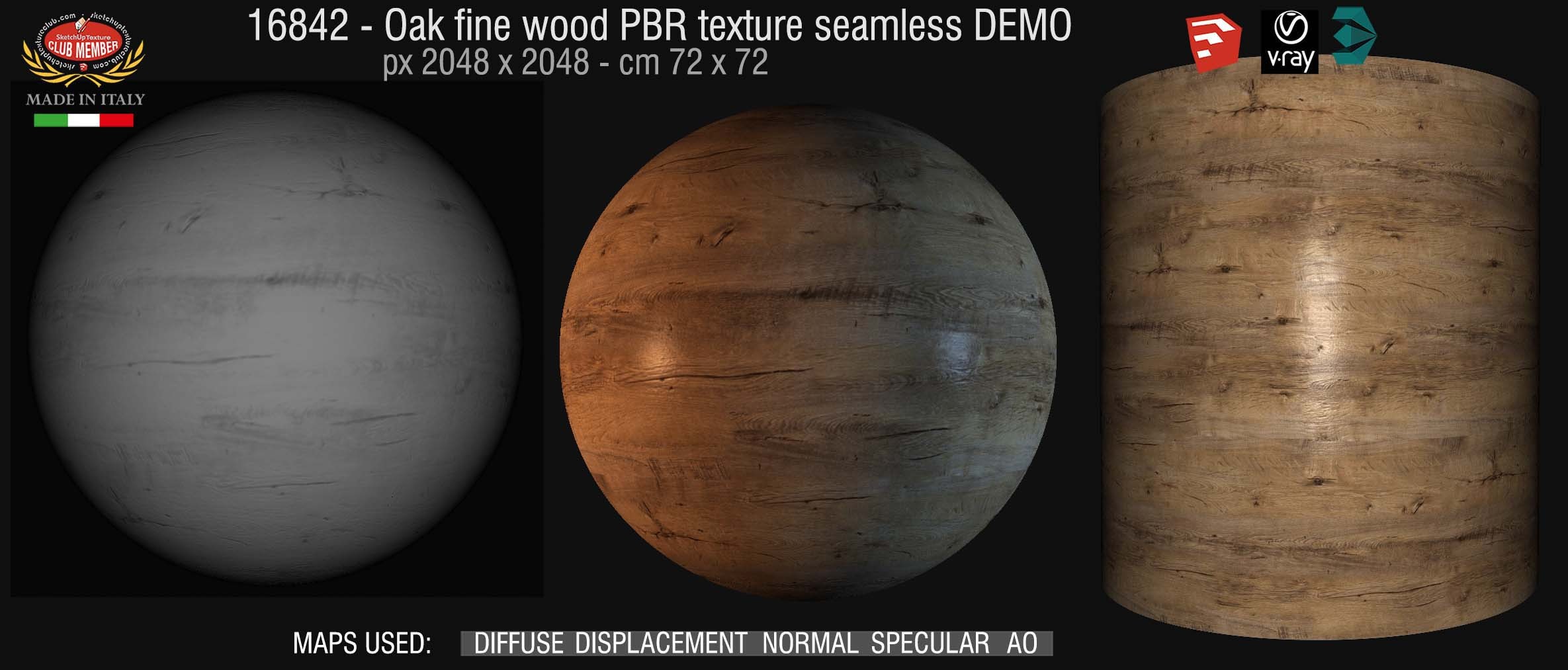 16842 Oak fine wood medium color PBR texture seamless DEMO