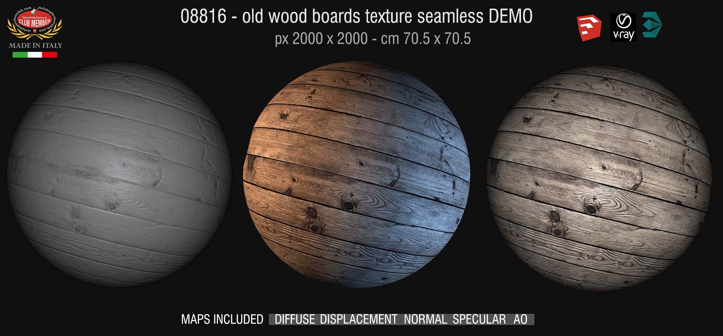 08816 HR Old wood boards texture seamless + maps DEMO