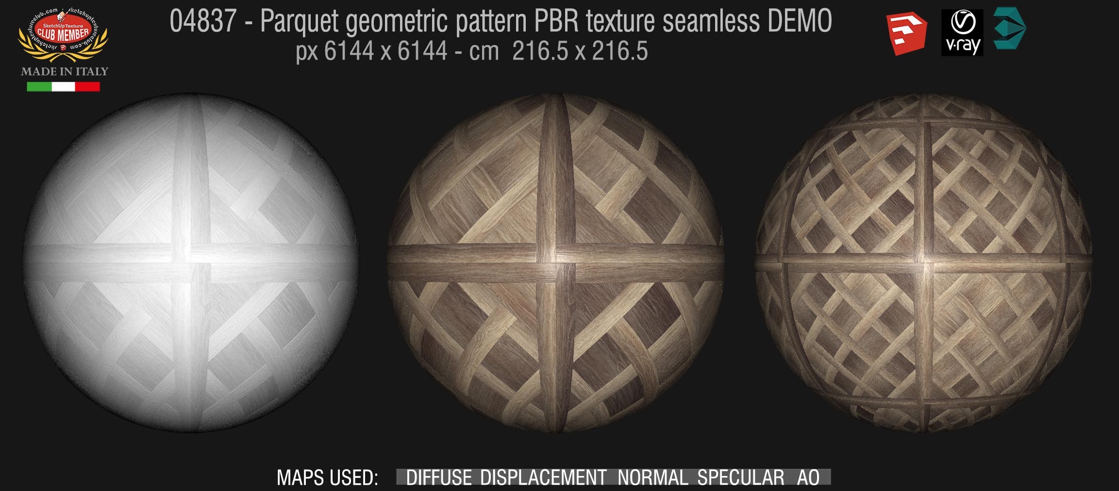 04837 Parquet geometric pattern PBR texture seamless DEMO